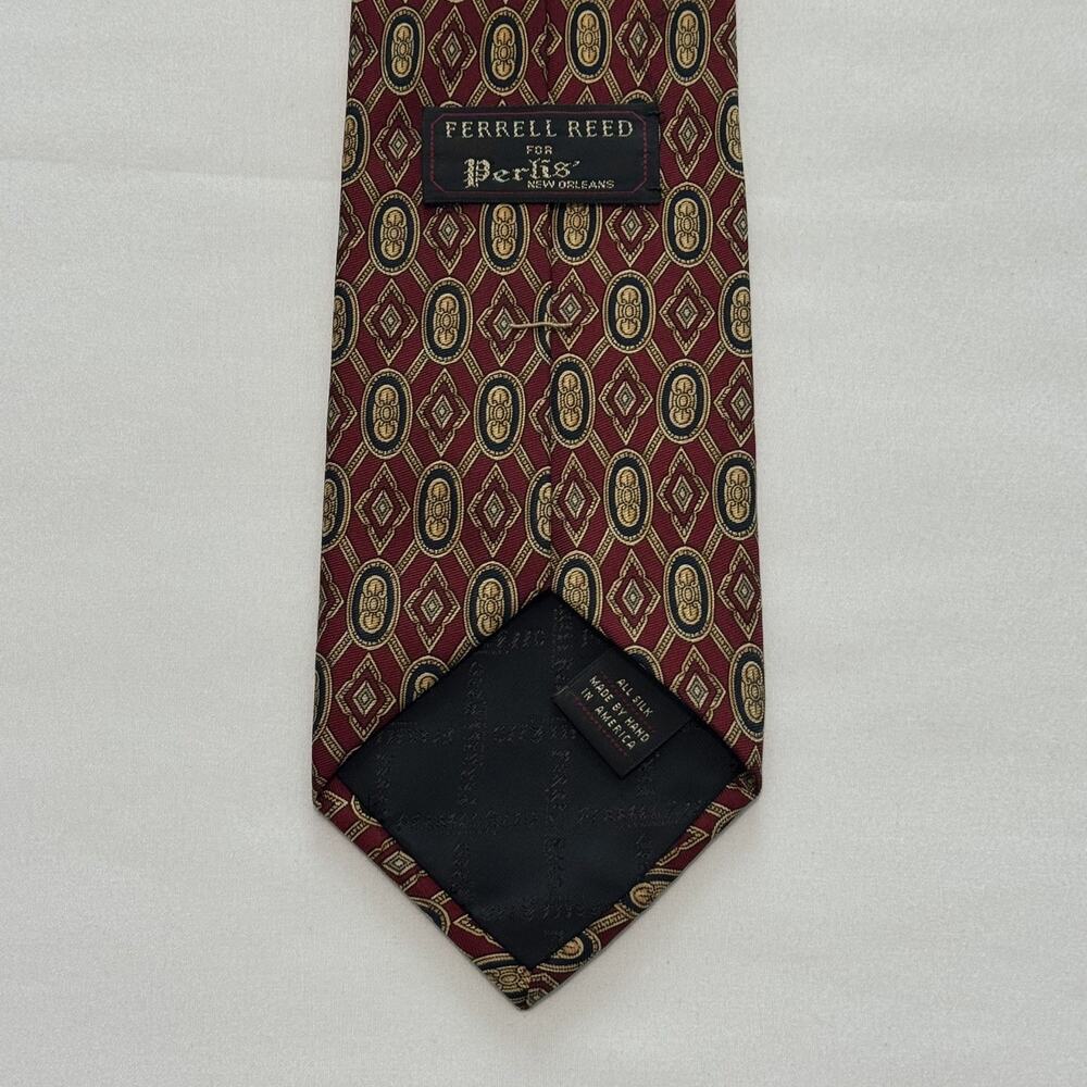 Ferrell Reed for Perlis’ New Orleans Red Geometric Silk Necktie